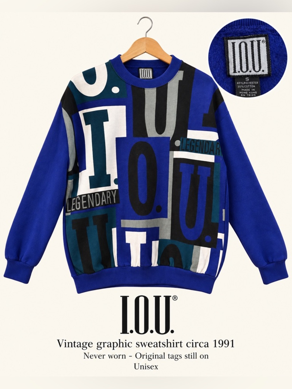 Vintage I.O.U. Graphic Sweatshirt – Size S